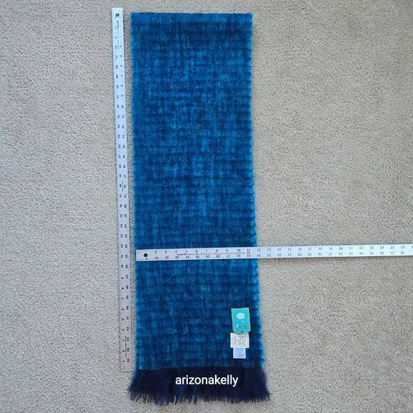 NWT Kid Mohair Scarf Blue Avoca Tweed - Picture 5 of 16